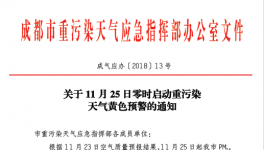 成都發(fā)布重污染天氣黃色預警 25日起尾號限行時段擴大