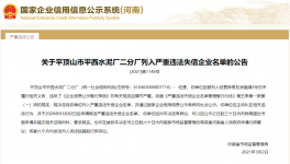 又一家水泥企業(yè)被列入嚴(yán)重違法失信企業(yè)名單！