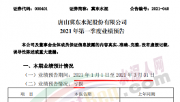 冀東水泥預(yù)虧！一季度凈利潤虧損4000–6000萬元！